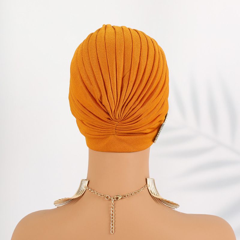 New Fashion Pleated Watermelon Hat With Round Diamonds On The Side Of The Head Indian Hat Turban Hat_voghion.com