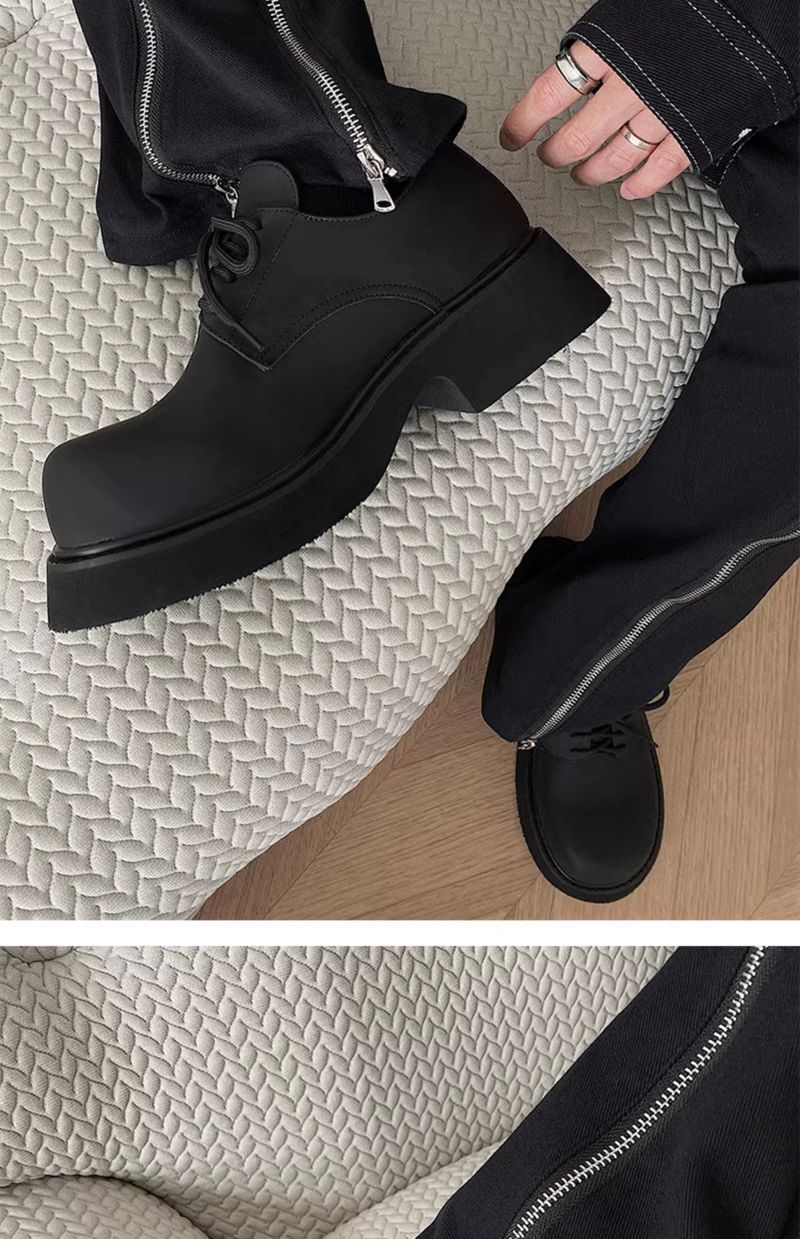 Thick Sole 5cm Couple Retro High Street Ins Big Head Leather Shoes_voghion.com