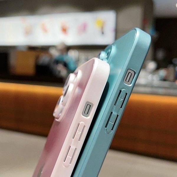 1PC  Luxury Bling Aurora Solid Color Phone Case For Phone 11 12 13 14 15 Pro Max Plus Slim Matte Shockproof Lens Protective Cover_voghion.com