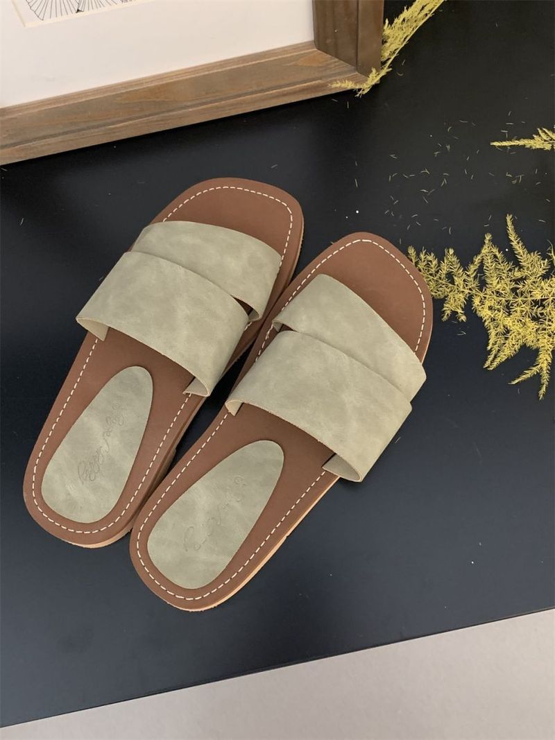 Rahvahulga loodud disain kandiliste avatud ninaosadega lamedate sussidega naistele suvel, haldjasstiilis, mereäärsel puhkusel või rannas kandmiseks_voghion.com