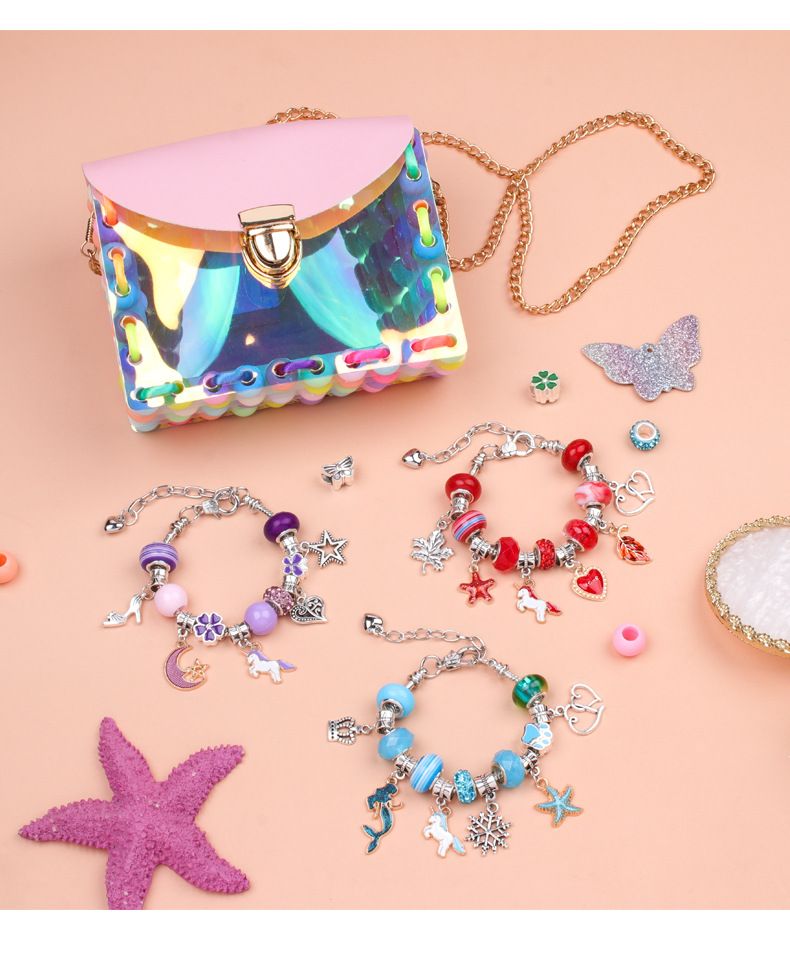 Nuovo prodotto per bambini fai da te fatti a mano braccialetto gioielli 158 pezzi colorati perline paillettes gioielli borsa di stoccaggio set_voghion.com
