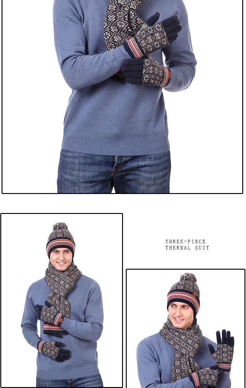 fornitura speciale di nuovo vestito caldo invernale per il commercio estero, cappello e sciarpa in lana lavorata a maglia acrilica, set da tre pezzi_voghion.com