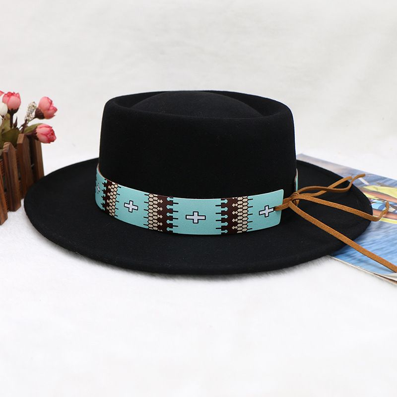 cappello da cowboy da festa da donna con top in lana e nylon ad anello, cappello a cilindro riccio in stile europeo e americano_voghion.com