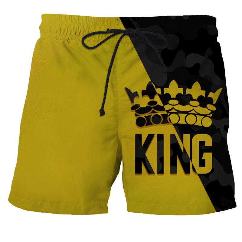 2023 prêt-stock transfrontalier européen et américain vêtements pour hommes commerce extérieur été ample décontracté Shorts mode KING Print_voghion.com