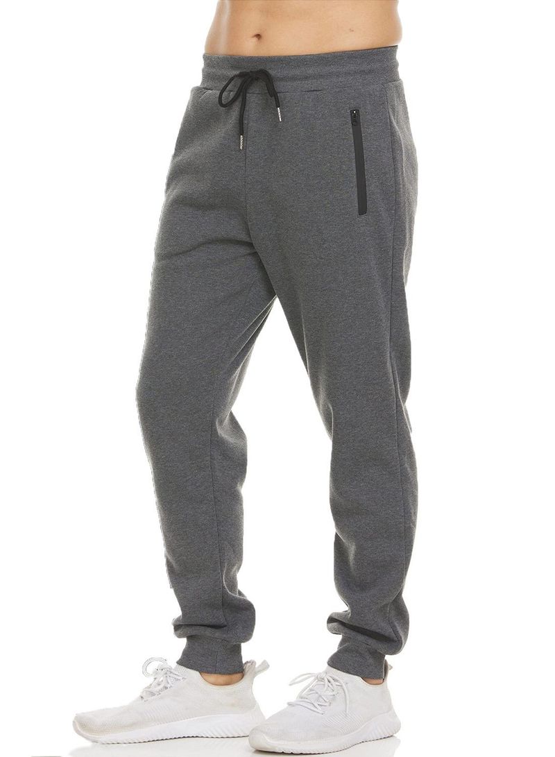Fleece joggingbroek voor heren met ritszakken - Zachte en warme atletische loungebroek voor hardlopen, sportschool en vrijetijdskleding (zwart, grijs, marineblauw, S-3XL)_voghion.com