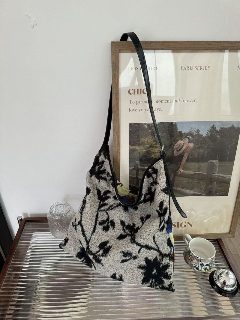 Grand sac à bandoulière multifonctionnel en toile à motif floral, imprimé tendance_voghion.com