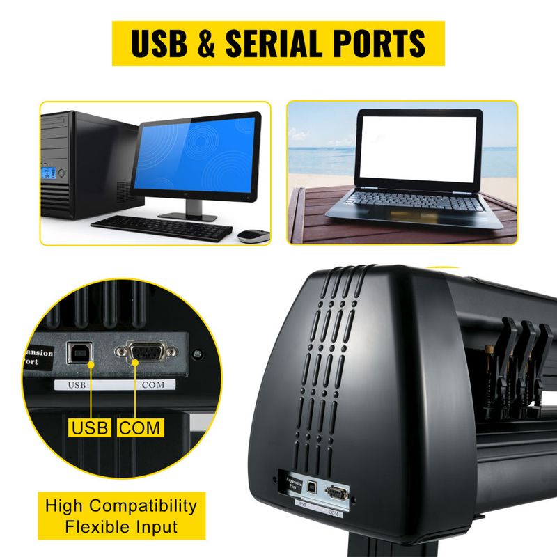 Vinyl Cutter Machine 34 Inch Paper Feed Cutting Plotter Bundle Adjustable Force & Speed Vinyl Printer, LCD Display Windows Compatible Sign Making kit _voghion.com