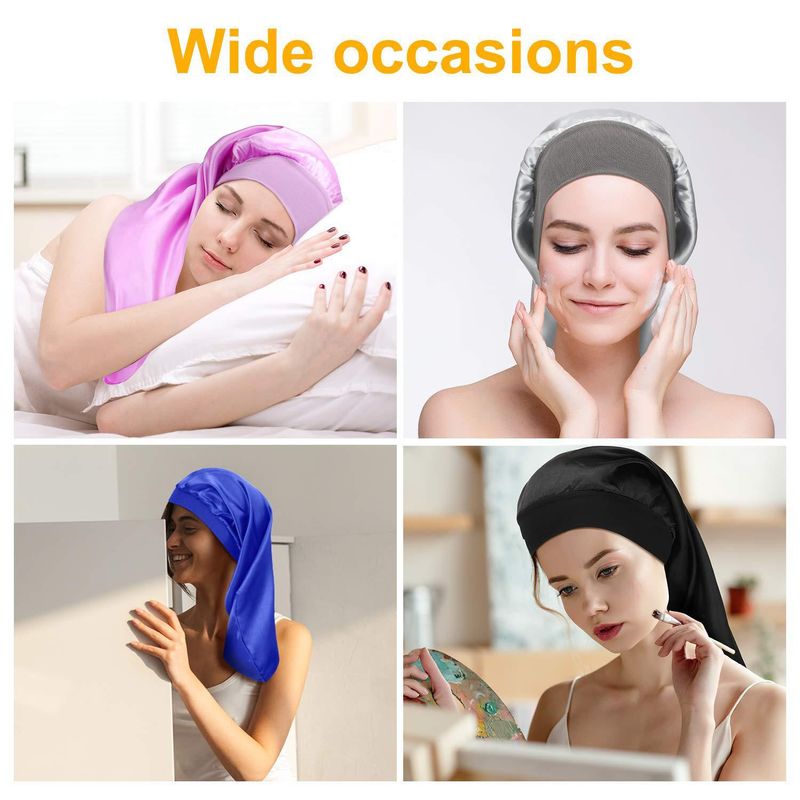 Cappello lungo a tesa larga e elasticizzato, cappello per la cura dei capelli, berretto da notte colorato, mese di bellezza_voghion.com