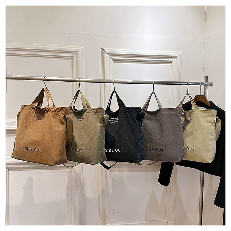 Canvas Shoulder Bag Crossbody Bag Large Capacity School Bag Retro Handbag Shoulder Backpack_voghion.com
