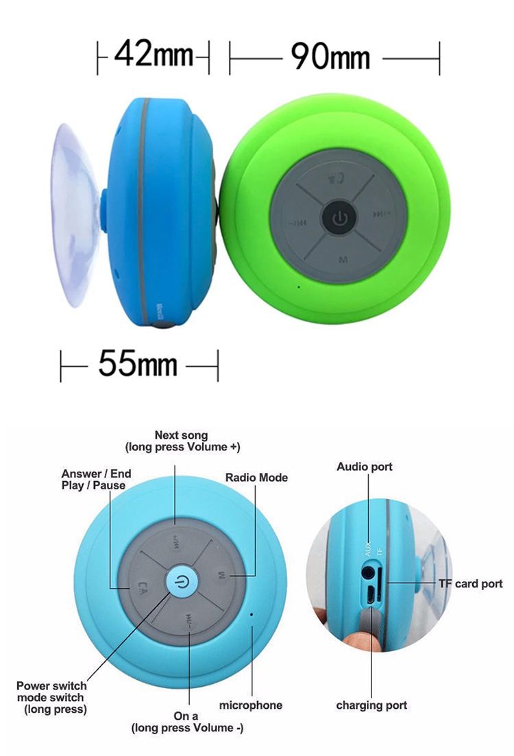 Taşınabilir Hoparlörler Açık Hava Banyo Araba Mini Taşınabilir Hoparlör Işık Büyük Vantuzlu Q9 Su Geçirmez Kablosuz Bluetooth Hoparlör_voghion.com