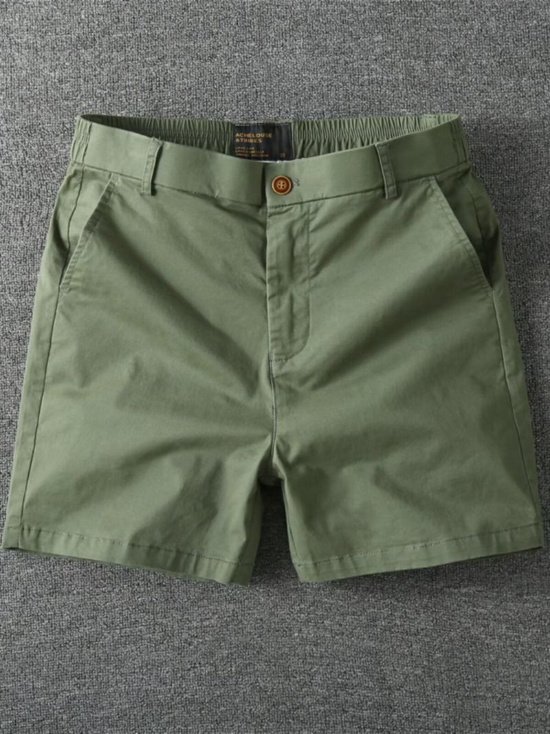Lässige Sommershorts für Herren – Cargo-Shorts mit elastischer Taille und gerader Passform, leicht und atmungsaktiv, einfarbig, vielseitiges Styling_voghion.com