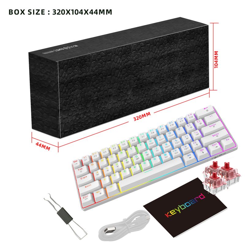 V900 Mechanical 61 Keys Mini Blue Switch Multiple Lighting Colorful Keyboard Portable Suitable For Gaming_voghion.com