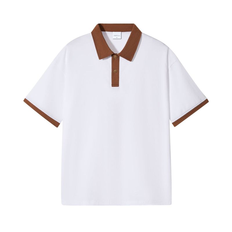 2025d Maglietta a maniche corte con colletto rovesciato, casual e alla moda, da uomo, estiva, in puro cotone a doppio filato, con spalle cadenti_voghion.com