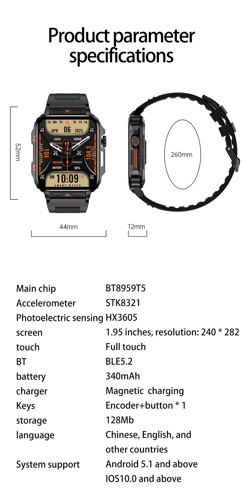 Reloj inteligente deportivo L81 para exteriores, para hombre, con respuesta a llamadas, batería grande, rastreador de actividad física, resistente al agua, compatible con iOS y Android._voghion.com