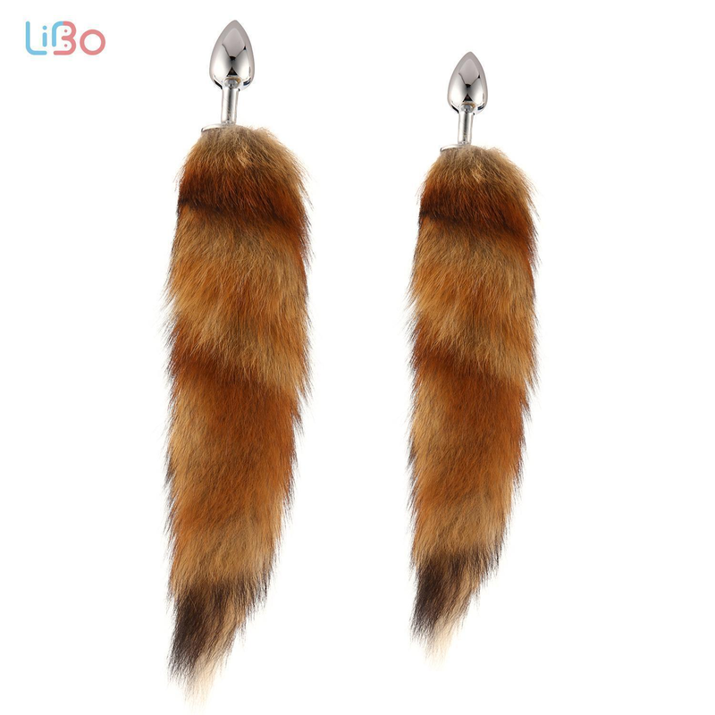 Plug anal en métal pour adulte avec queue de renard en cristal véritable, jouet sexuel érotique pour couple_voghion.com