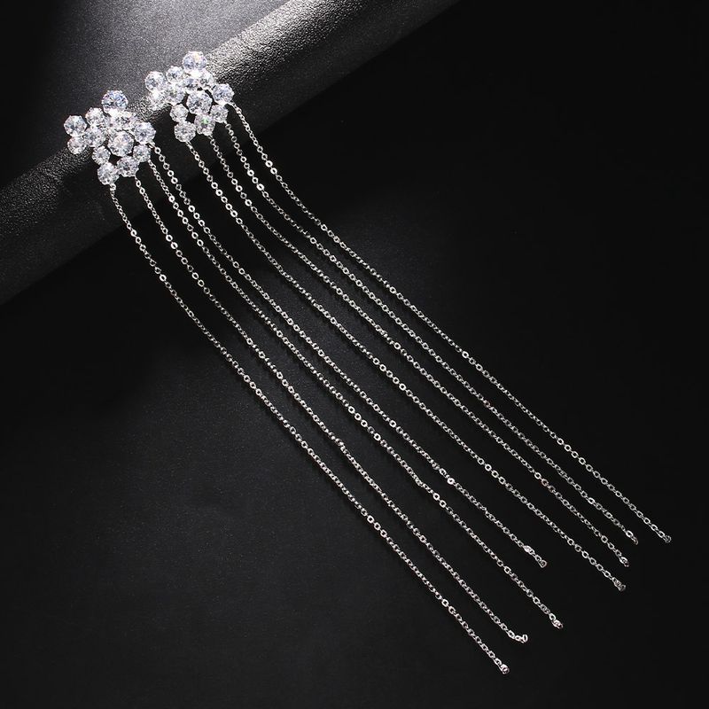 New Round Diamond Irregular Stud Earrings Temperament High Sense Long Fringed Earrings Earrings Women's Earrings_voghion.com