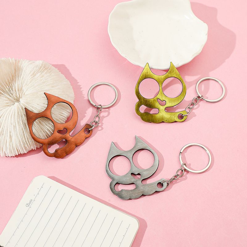 Mini Cartoon Cute Shaking Cat Key Ring Knuckle Wild Kat Keychain Ornament_voghion.com