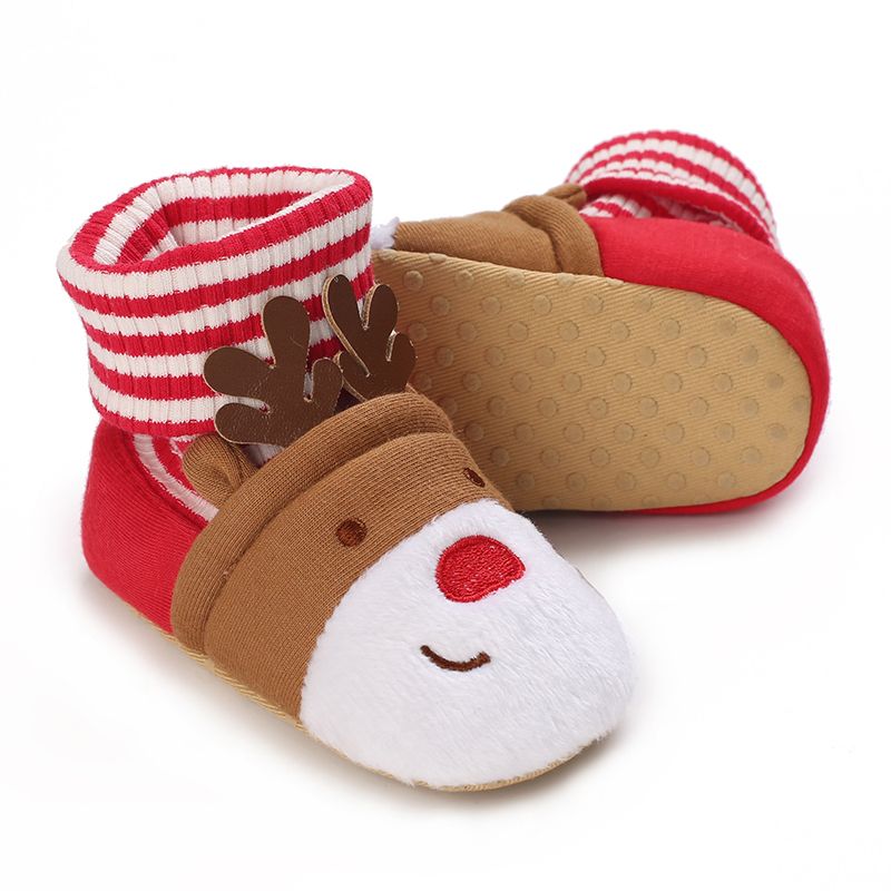 Weihnachtsschuhe für Neugeborene, Jungen und Mädchen, Kleinkinder, Lauflernschuhe, weiche Sohle, flache Säuglingsschuhe, warme Schneestiefel, 0–18 Monate_voghion.com