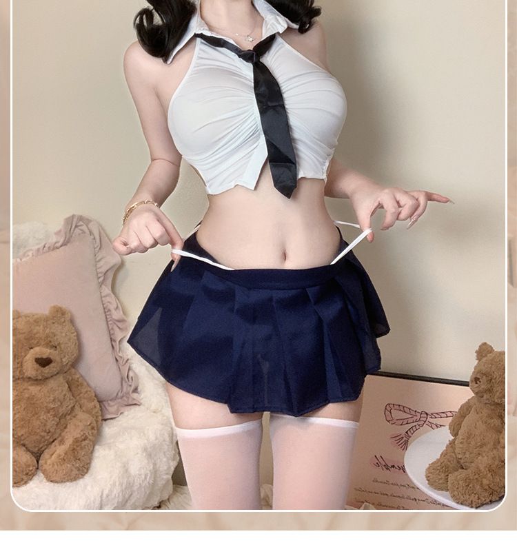 Pure Desire Vitality Kurzes Hemd Taillenplissierter College-Anzug Sexy Pure Desire Uniform Temptation Erotische Unterwäsche_voghion.com