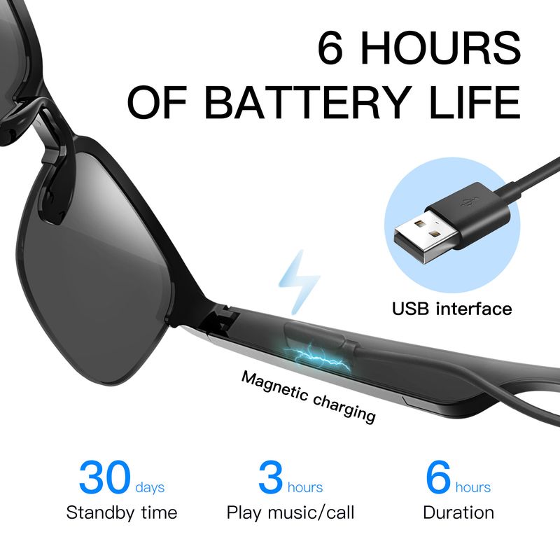 AI-Powered Bluetooth Smart Glasses With UV Protection, Music & Hands-Free Calls For Outdoor Activities_voghion.com