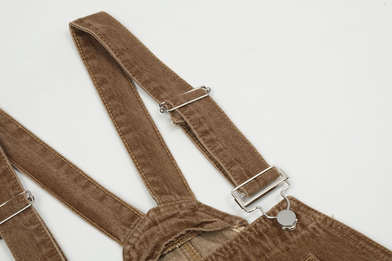 Men's vintage brown desert embroidered overalls_voghion.com