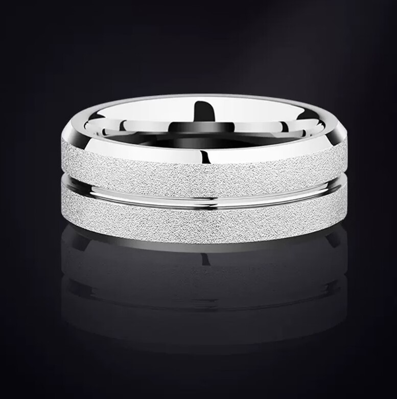 Nuovi accessori popolari: anello di coppia satinato a linea singola in acciaio inossidabile, anello in acciaio al titanio europeo e americano, gioielli fatti a mano in versione coreana_voghion.com