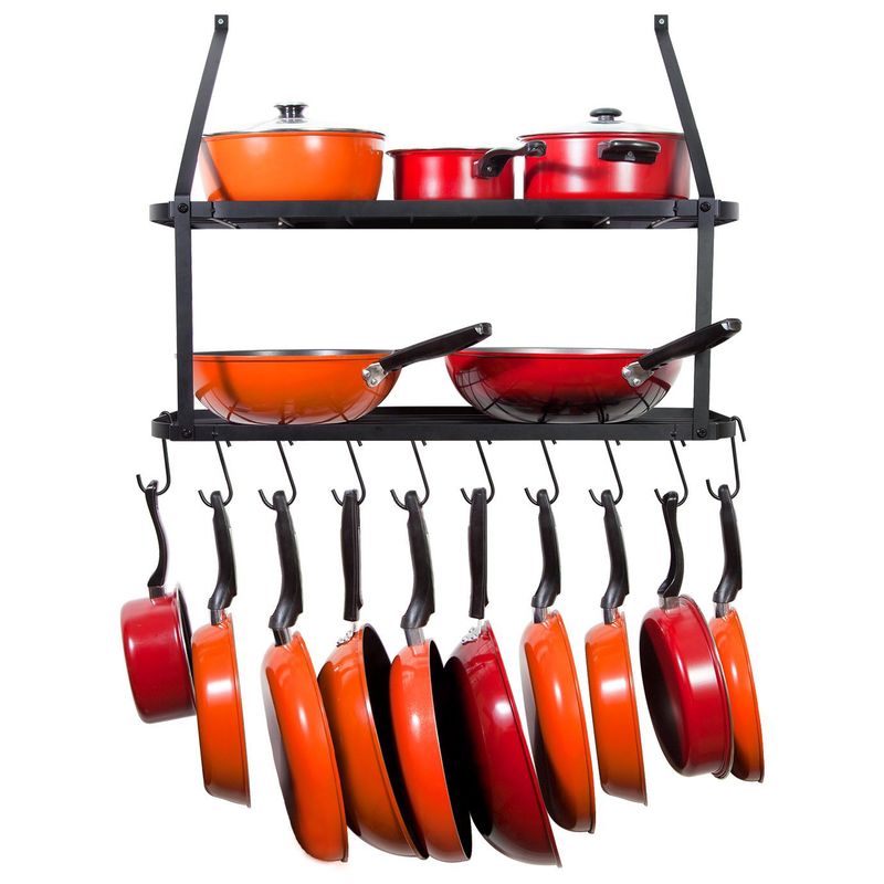Tiebohui Cucina a parete Scaffale a parete Scaffale per pentole in ferro Scaffale di stoccaggio a doppio strato Scaffale di stoccaggio Scaffale per spezie per ciotole e piatti Scaffale per pentole_voghion.com