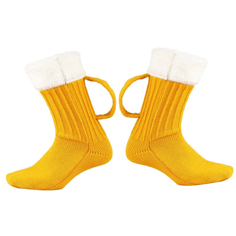 Chaussettes unisexes en laine mi-tube Chaussettes de bière créatives 3D Couvre-pieds tricotés Chaussettes de Noël Chaussettes de sol Chaussettes de bière chaudes_voghion.com