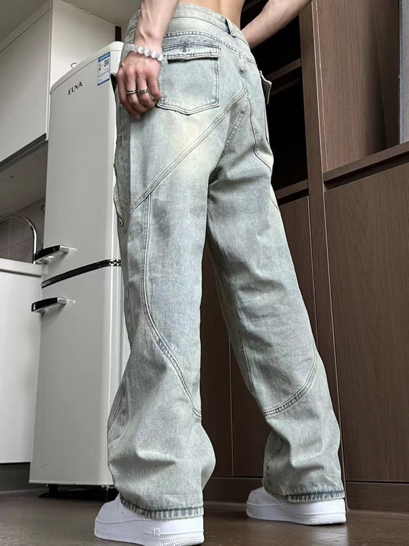 men's high waist street hiphop high street straight loose trousers_voghion.com