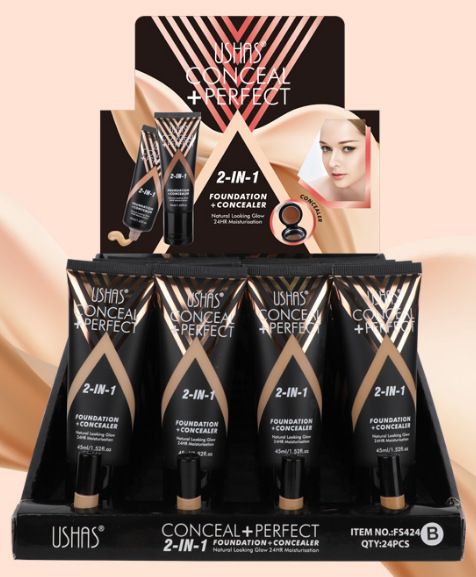 (Display box) USHAS makeup multi-function 2 in 1 foundation make-up+concealer FS424B_voghion.com