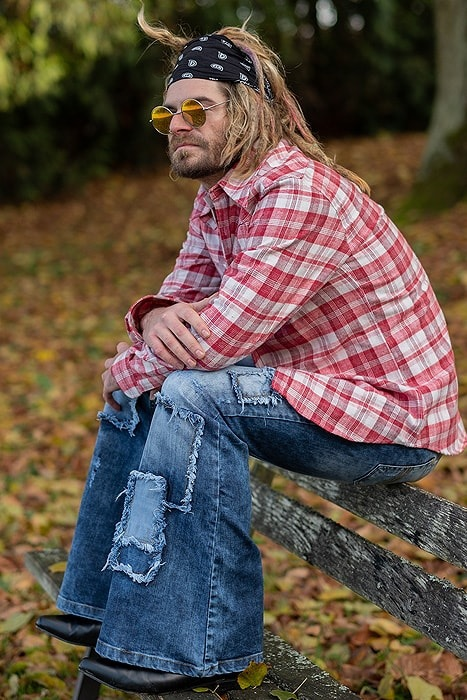 Pantaloni lunghi jeans a gamba larga da uomo di moda casual_voghion.com