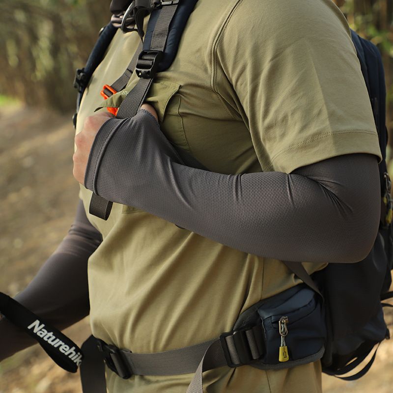 Men's Solid Color Sun Protection Set - UPF 50+ Cooling Face Mask With Neck Cover & Long Arm Sleeves_voghion.com