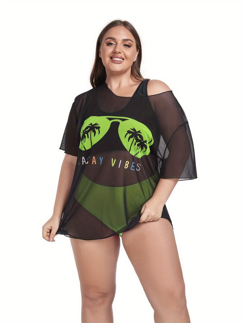 New Three-piece Swimsuit Women's Plus Size High-waisted Bikini Swimsuit Smock Set_voghion.com