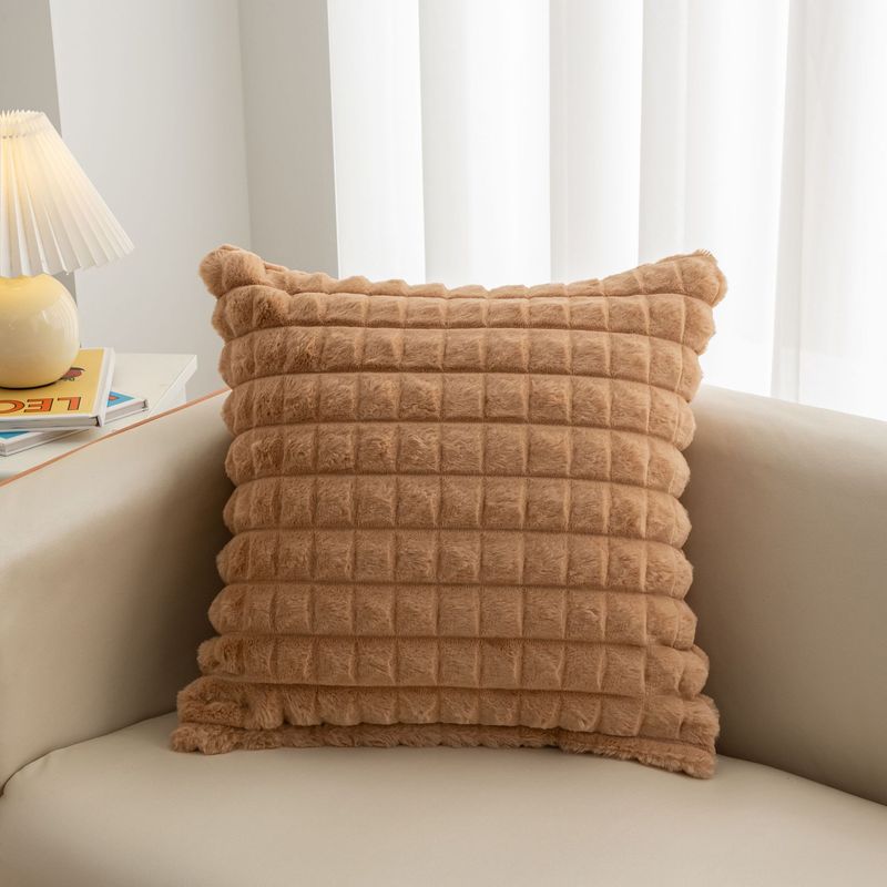 Plush Waffle Knit Throw Pillow - 18x18 Inch Super Soft Decorative Cushion (High-Density Filling For Sofa Bed Reading Nook Cozy Home Decor)_voghion.com