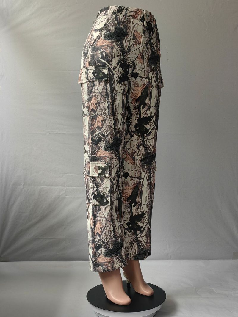 new fashion casual loose straight high waist stacked bag multi-color trousers_voghion.com