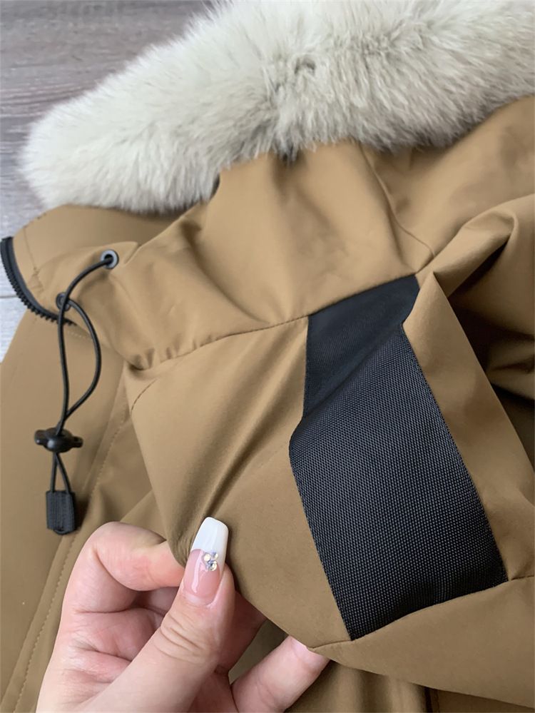 Negozio di abbigliamento maschile 2K+ 90 giacca in seta e cotone con cappuccio in pelliccia di volpe invernale da uomo, calda e spessa, tinta unita, casual_voghion.com