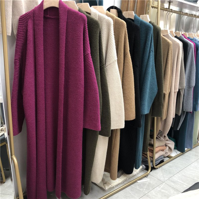 Mädchen Herbst Winter Lässiger Cool Temperament Einfarbiger Pullover Mantel Damenmode Locker gestrickte Strickjacke Vielseitig_voghion.com