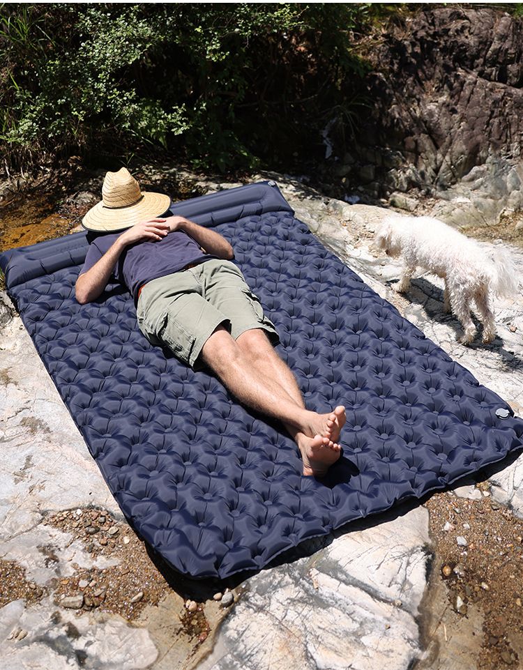 Doppelte aufblasbare Campingmatte, verbreiterte aufblasbare Bett-Nickerchenmatte im Freien, wasserdichte Matte, TPU, doppelt tragbar, aufblasbar_voghion.com