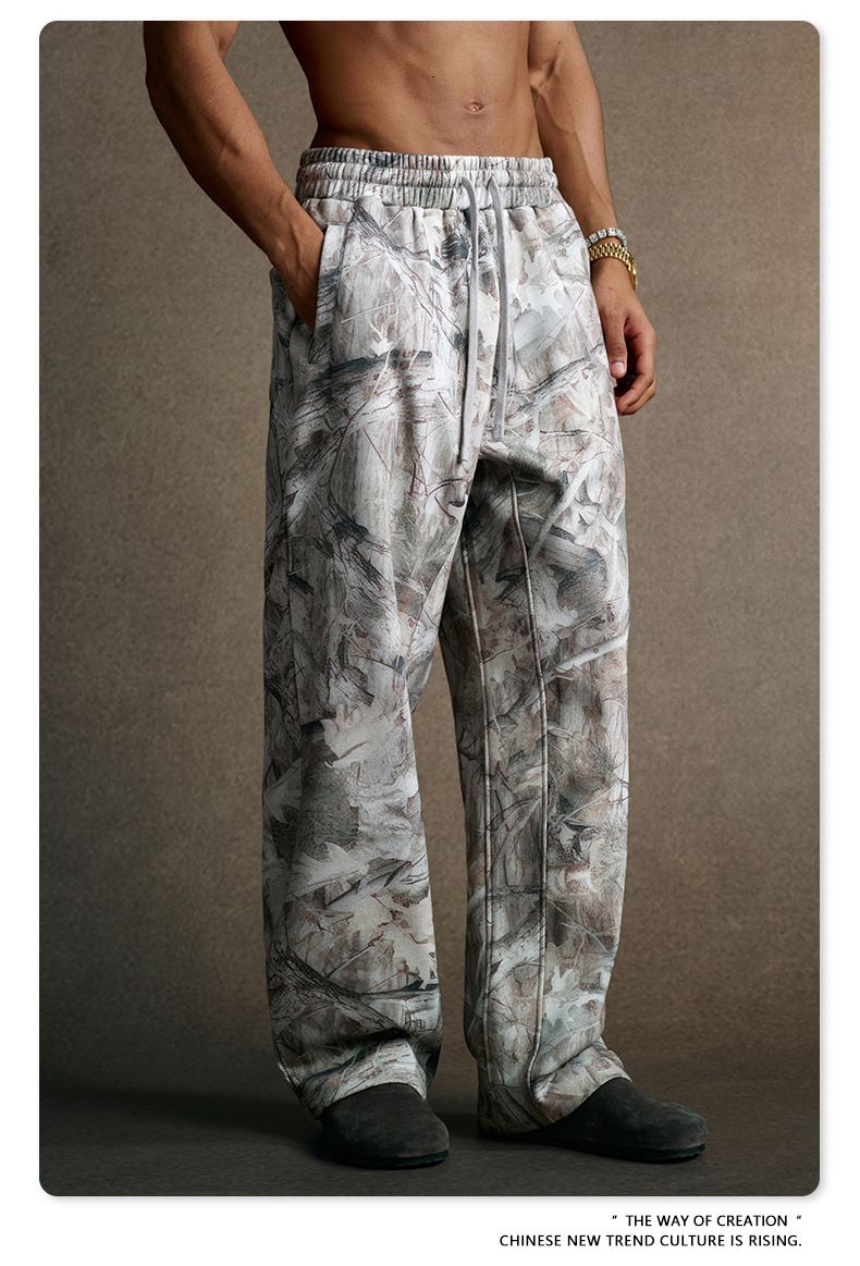 Ensemble deux pièces tendance pour homme, sweat-shirt camouflage en velours, streetwear, sweat à capuche et jogging en polaire camouflage – Tenue deux pièces tendance pour un confort hivernal_voghion.com