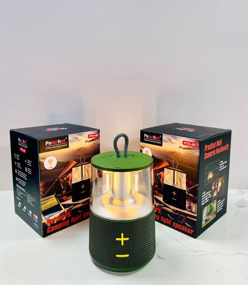 Nuovo PTH-60 Outdoor Camping Light Bluetooth Speaker Bass Cannon Home Desktop Multi funzionale LED Desk Lamp Sound System_voghion.com