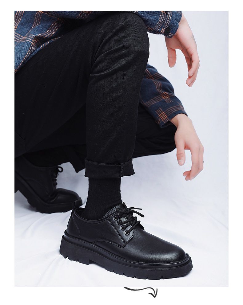 Chaussures homme Glide Glide Cross-Border décontractées en cuir noir à semelle souple, idéales pour les trajets domicile-travail, le bureau et les occasions formelles automne-hiver. Doublées en polaire, elles sont parfaites pour les affaires et les occasions formelles._voghion.com