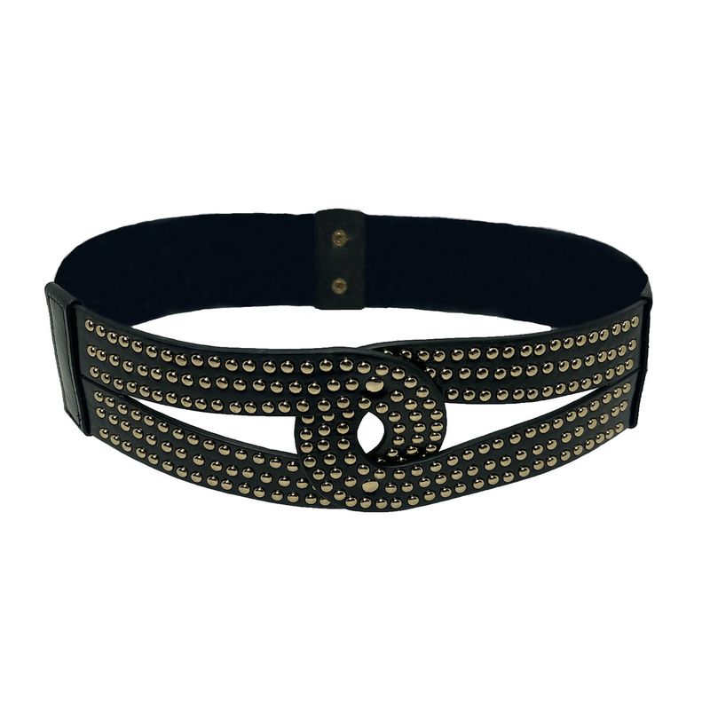 Damengürtel mit Nietenverzierung, elastischer Taillenmieder, cooler Stil_voghion.com