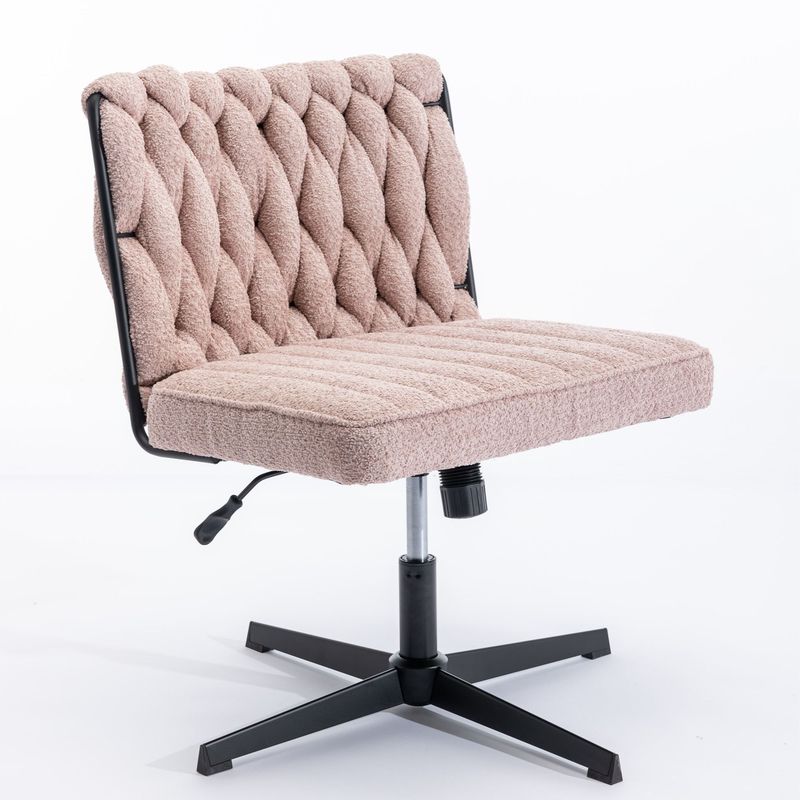 Armless Office Desk Chair No Wheels, PINK_voghion.com