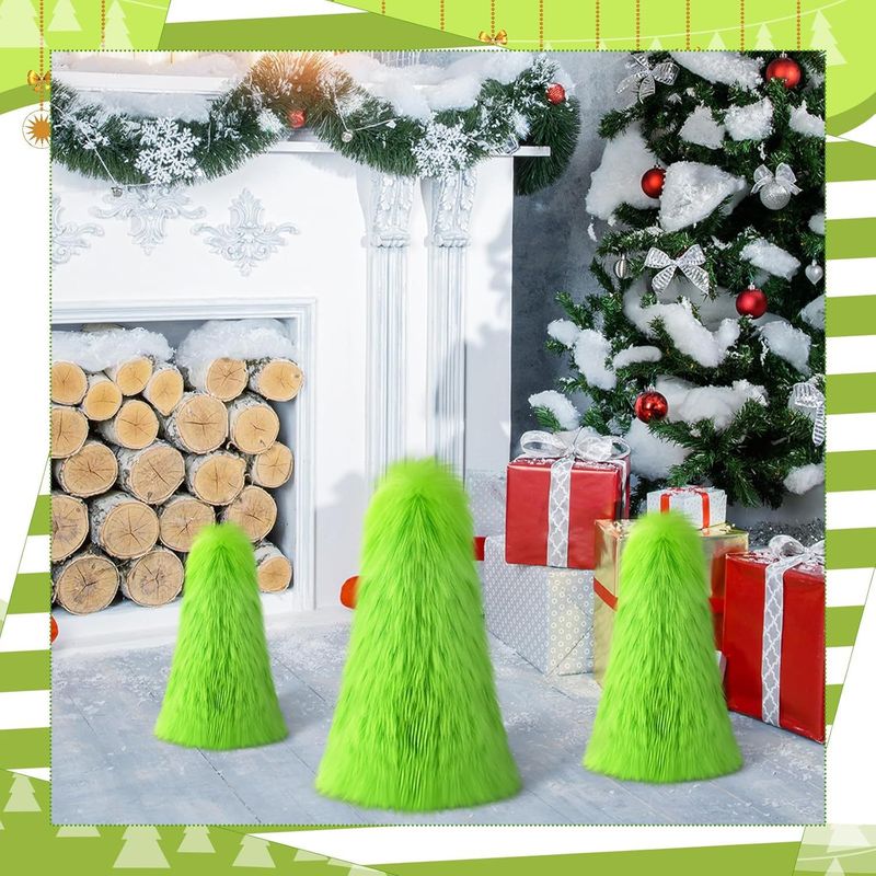 Party Supplies Christmas Day Christmas Atmosphere Green Plush Ornaments Christmas Tree Decoration Props_voghion.com