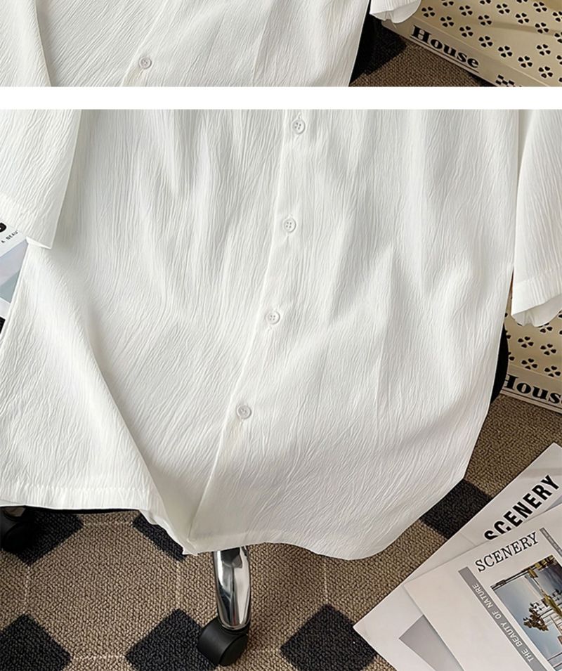 Herenkleding Drape Ice Silk Shirt Heren Korte Mouw Losse Amerikaanse Cubaanse Kraag Shirt Zomer Trendy Knappe Koppelskleding_voghion.com