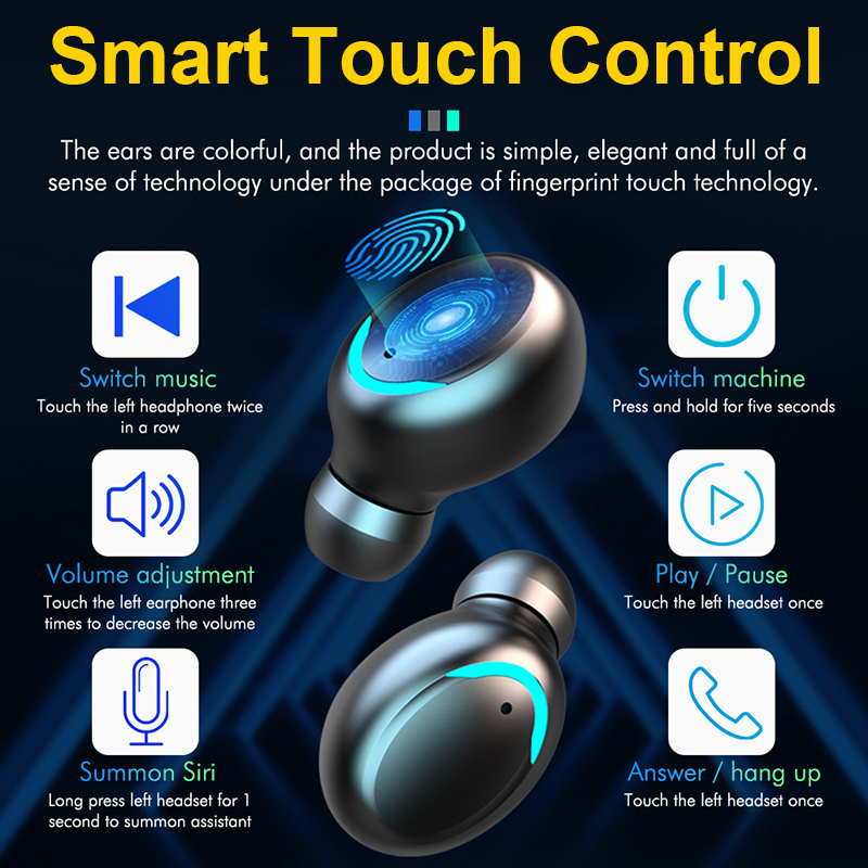 F9-6 TWS Ohrhörer Kabellose Kopfhörer Bluetooth 5.0 Headset Wasserdichte Touch-Steuerung LED-Digitalanzeige Mit Mikrofon 2200mAh Ladebox_voghion.com