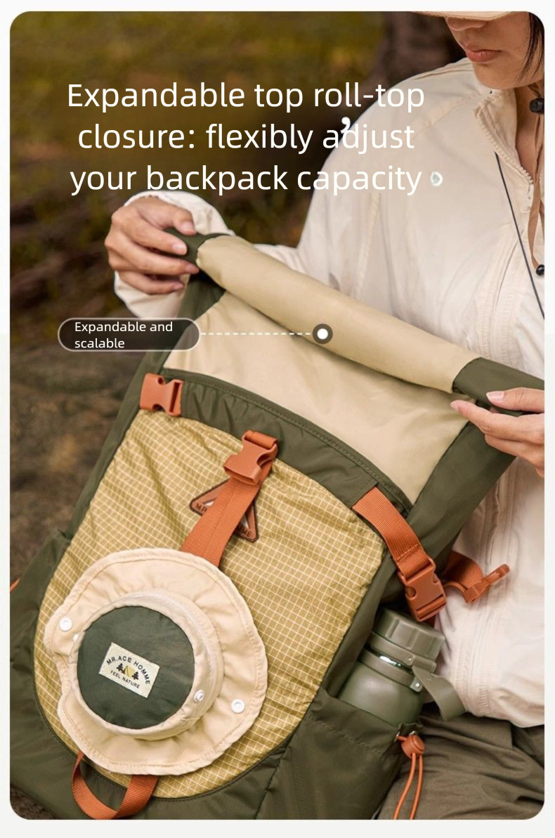 Lichtgewicht, waterdichte rugzak met grote capaciteit voor wandelen, kamperen en reizen (geschikt voor zowel mannen als vrouwen)_voghion.com