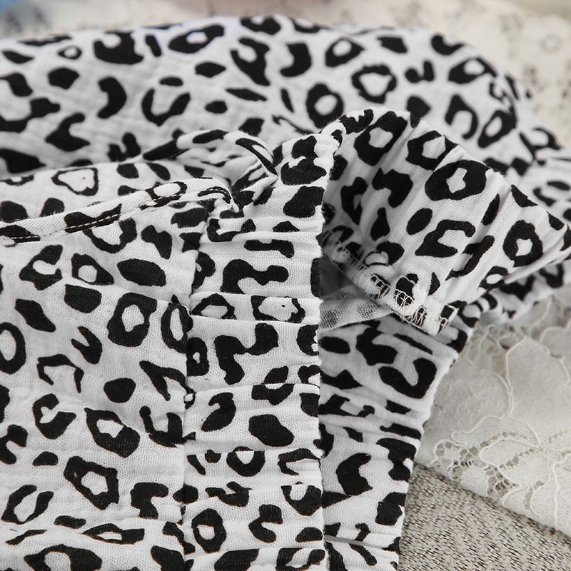 Reine Baumwolle Herbst Neue Langarm Shorts Leopard Print Zwei-Stück Set Tragbare Pyjamas Homewear Damen Mode_voghion.com