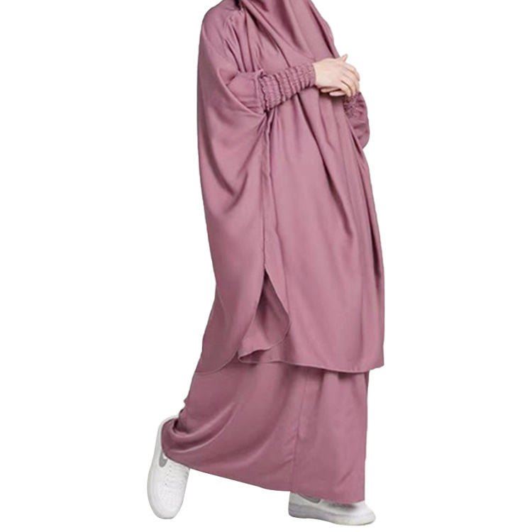 Women's solid color robe two-piece set_voghion.com