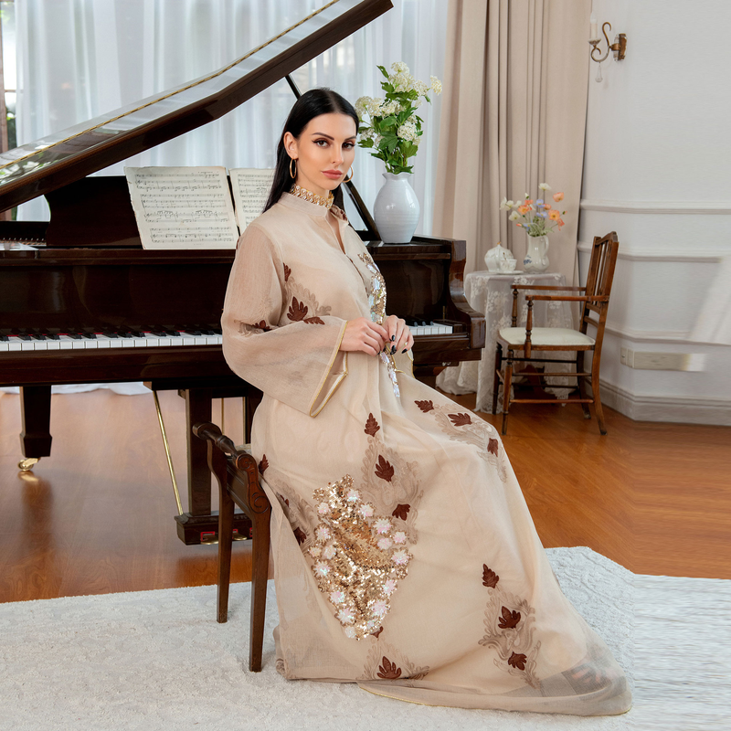 Muslimische Abaya Mit Seilstickerei, Damenrobe, Tradicionell, Modern, Wunderschön, Ramadan_voghion.com